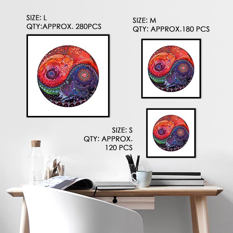 Colorful Mandala Yin Yang Moon - Wooden Jigsaw Puzzles - image 3
