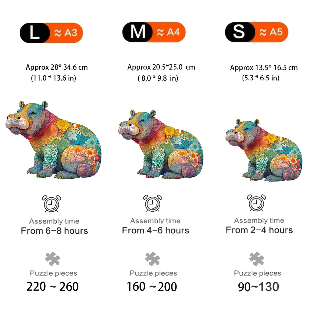 Colorful Hippo - Wooden Jigsaw Puzzles - image 2