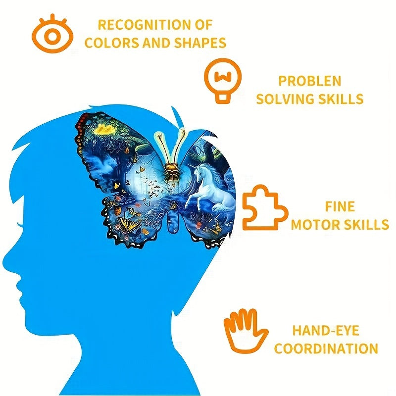 Butterfly and unicorn - Wooden Jigsaw Puzzles - image 2