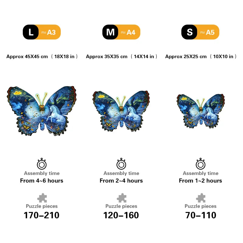 Butterfly and unicorn - Wooden Jigsaw Puzzles - image 3