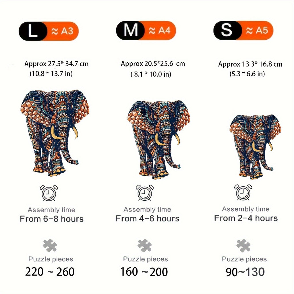 Unique Elephant- Wooden Jigsaw Puzzles - image 1