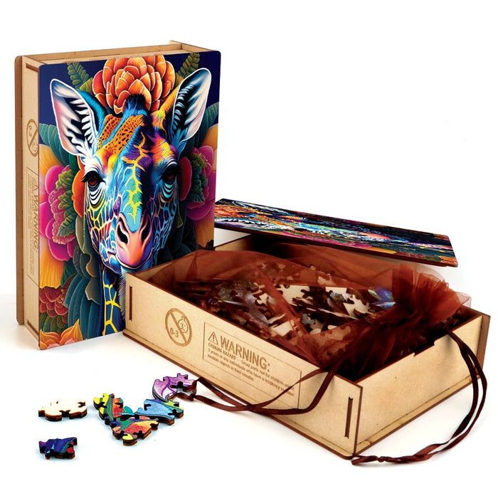 Rainbow Mandala Giraffe - Wooden Jigsaw Puzzle - image 2