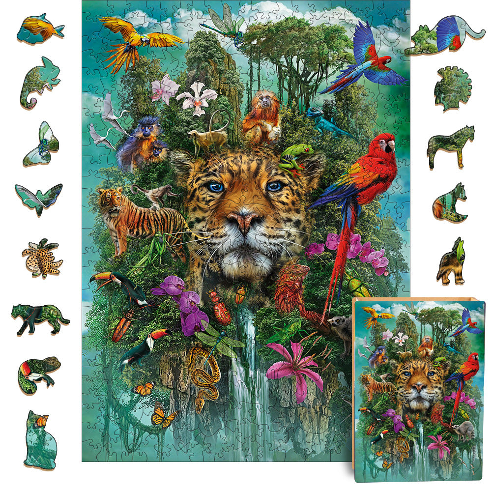 Animals in the Jungle - Wooden Jigsaw Puzzle - A3  - image 1