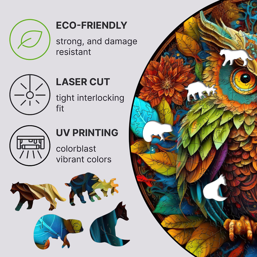 Mandala Owl - Wooden Jigsaw Puzzle - image 2