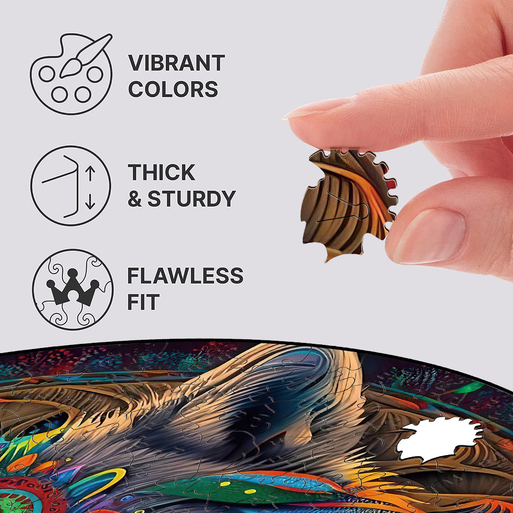 Mandala Wolf - Wooden Jigsaw Puzzle - image 1