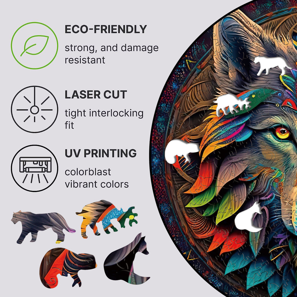 Mandala Wolf - Wooden Jigsaw Puzzle - image 2