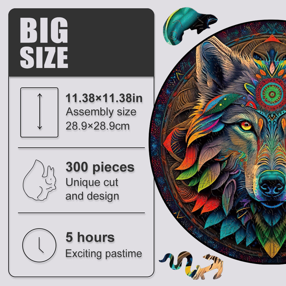 Mandala Wolf - Wooden Jigsaw Puzzle - image 4
