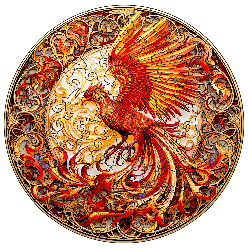 Fiery Phoenix Series- Wooden Jigsaw Puzzles - A3  - Fiery Phoenix B - image 1