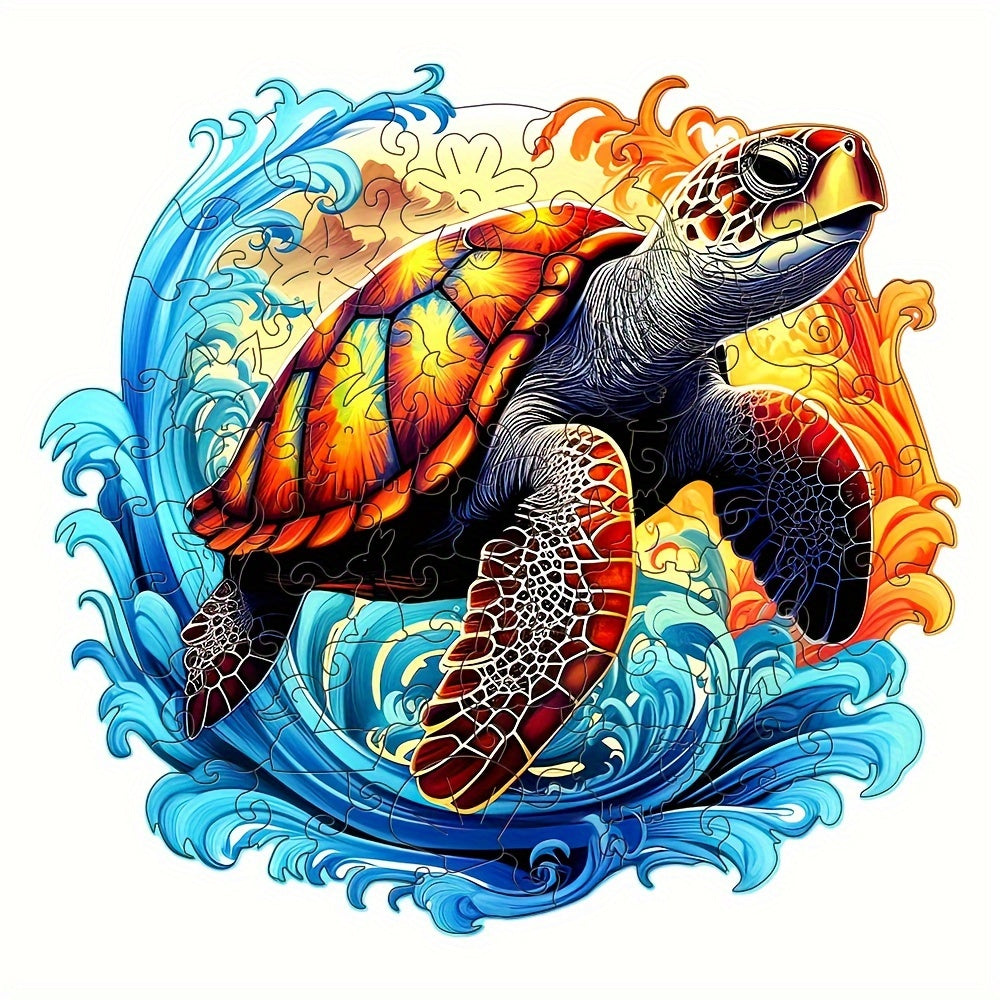 Colorful Turtle - Wooden Jigsaw Puzzles - A3  - image 0