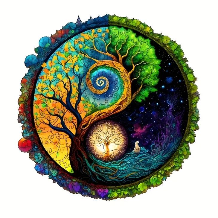 Starry Night God Tree - Wooden Jigsaw Puzzles - A3  - image 0