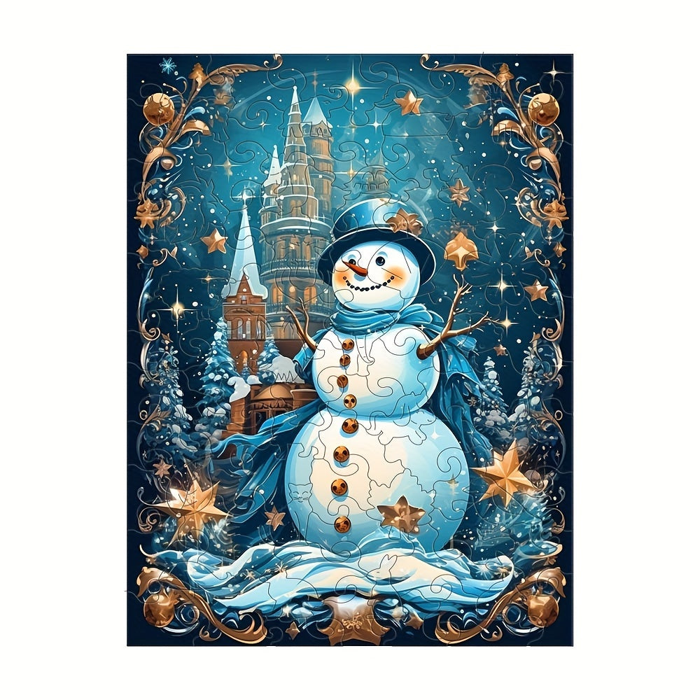 Snowman And Stars - Wooden Jigsaw Puzzles - A3  - image 0
