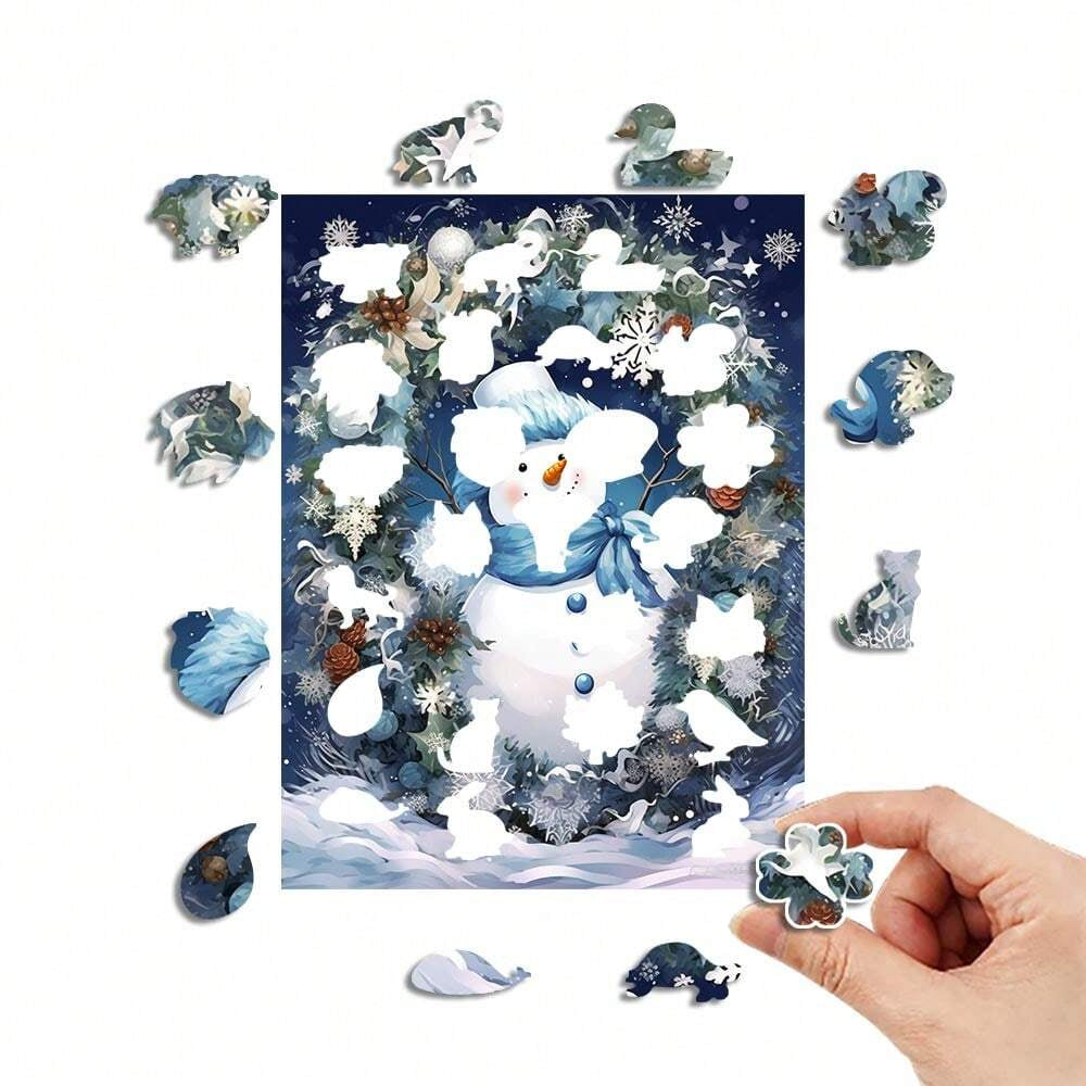 Snowman And Wreath - Wooden Jigsaw Puzzles - image 1