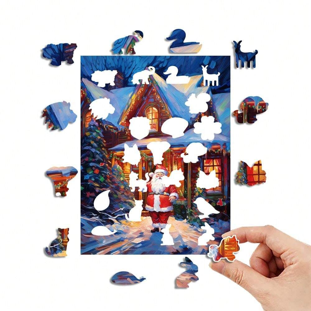 Winter House With Santa Claus - Wooden Jigsaw Puzzles - image 1
