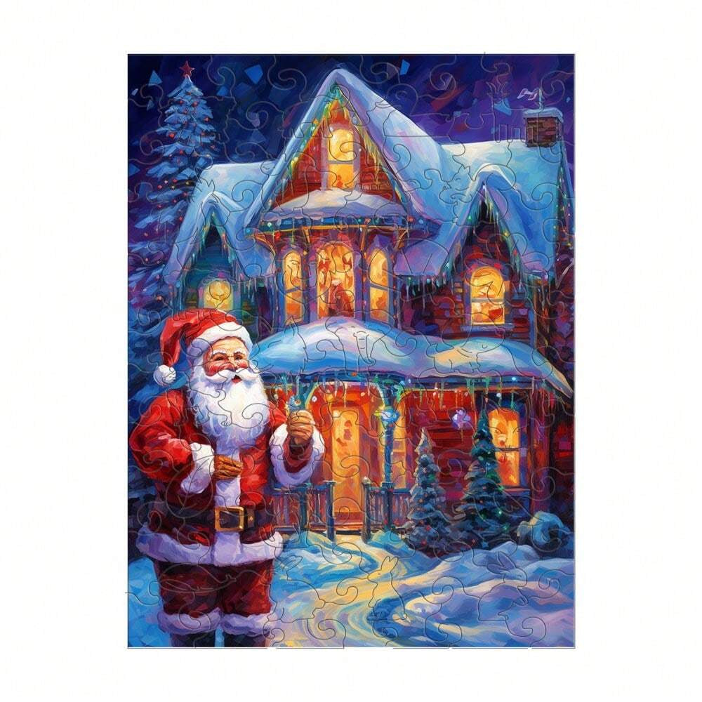 Santa Claus House Winter - Wooden Jigsaw Puzzles - A3  - image 0