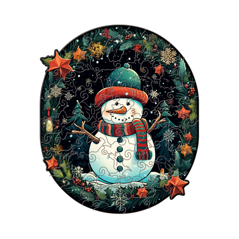 Christmas Thanksgiving Snowman - Wooden Jigsaw Puzzles - A3  - image 0