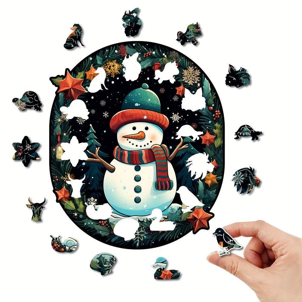 Christmas Thanksgiving Snowman - Wooden Jigsaw Puzzles - image 1