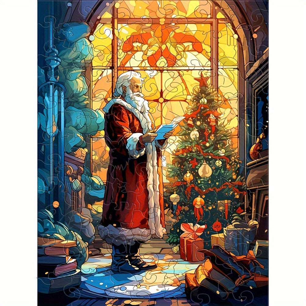 Christmas Thanksgiving Window Santa Claus - Wooden Jigsaw Puzzles - A3  - image 0