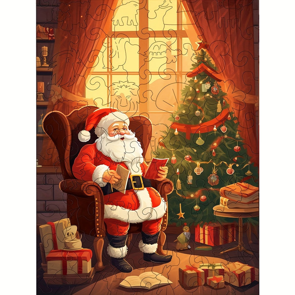 Thanksgiving Tree Santa Claus- Wooden Jigsaw Puzzles - A3  - image 0