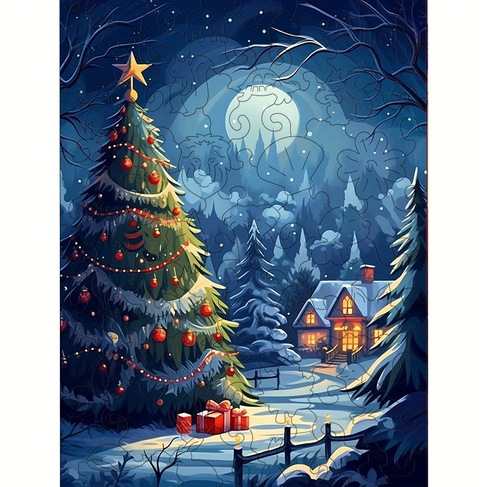 Blue Christmas Eve- Wooden Jigsaw Puzzles - A3  - image 0