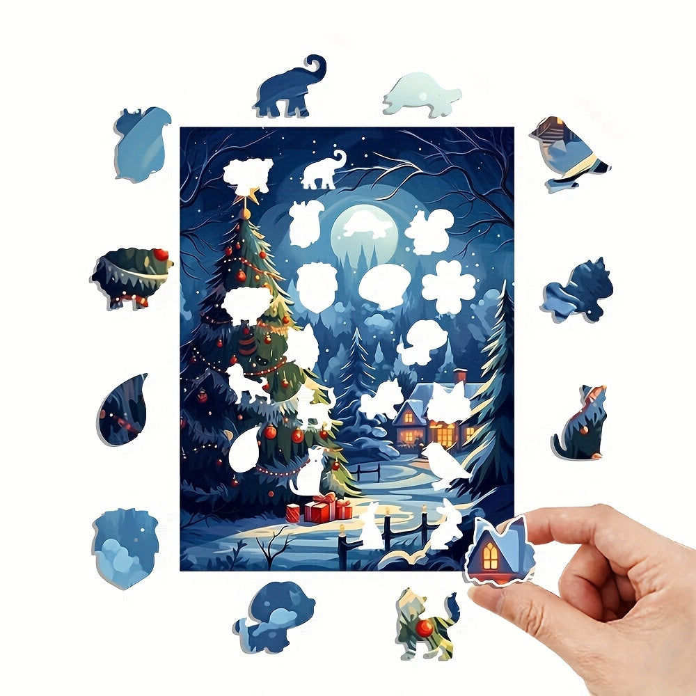Blue Christmas Eve- Wooden Jigsaw Puzzles - image 1