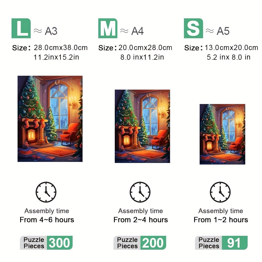 Fireplace Socks Christmas Tree - Wooden Jigsaw Puzzles - image 2