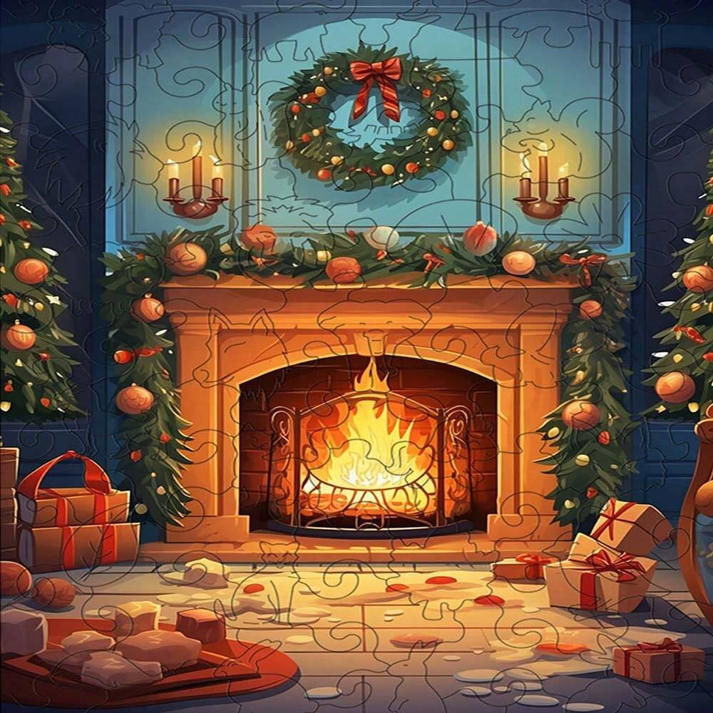 Christmas Eve Fireplace - Wooden Jigsaw Puzzles - A3  - image 0