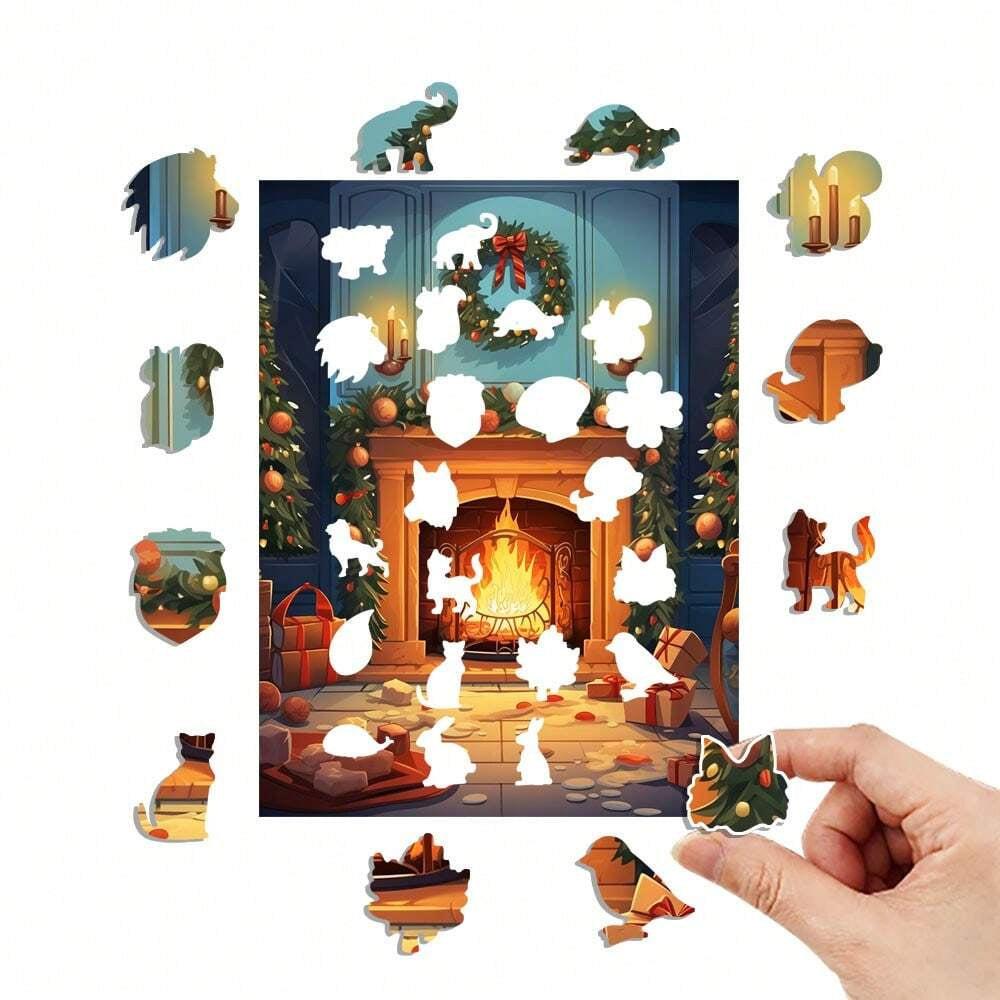 Christmas Eve Fireplace - Wooden Jigsaw Puzzles - image 1