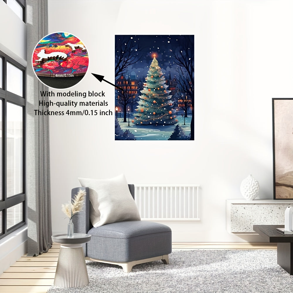 Thanksgiving Night Scene Christmas Tree - Wooden Jigsaw Puzzles - image 3