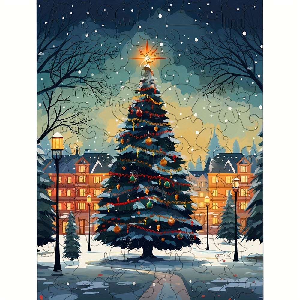 Snow Christmas Tree - Wooden Jigsaw Puzzles - A3  - image 0