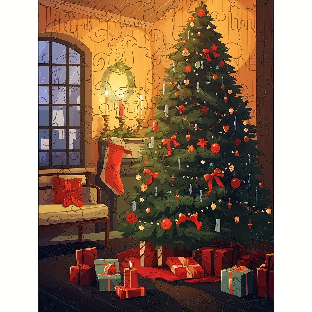 Thanksgiving Christmas Tree Gift - Wooden Jigsaw Puzzles - A3  - image 0