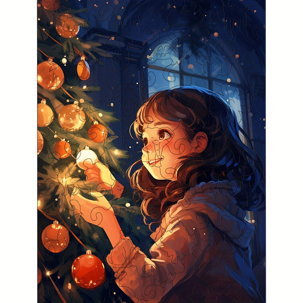 Little Girl On Christmas Eve - Wooden Jigsaw Puzzles - A3  - image 0
