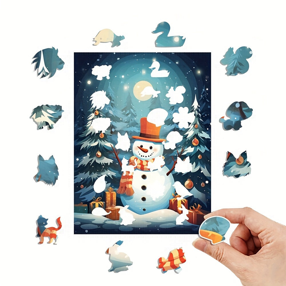 Christmas Thanksgiving Snowman - Wooden Jigsaw Puzzles - image 1