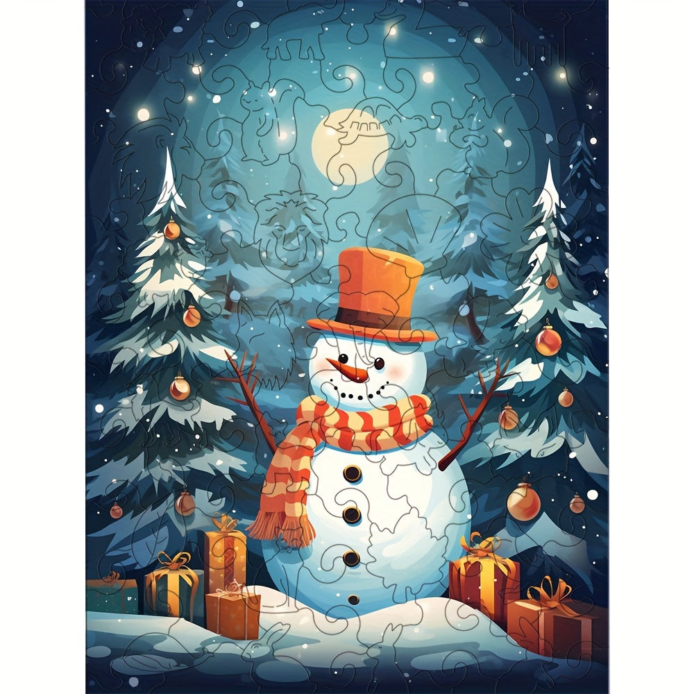 Christmas Thanksgiving Snowman - Wooden Jigsaw Puzzles - A3  - image 0