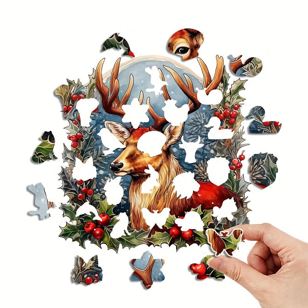 Christmas Elk Gift - Wooden Jigsaw Puzzles - image 1