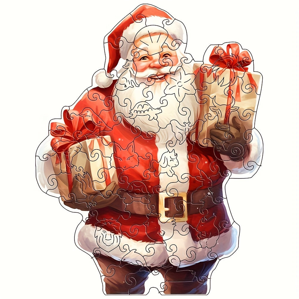 Santa Claus With Gifts - Wooden Jigsaw Puzzles - A3  - Wooden Gift Packaging - image 0