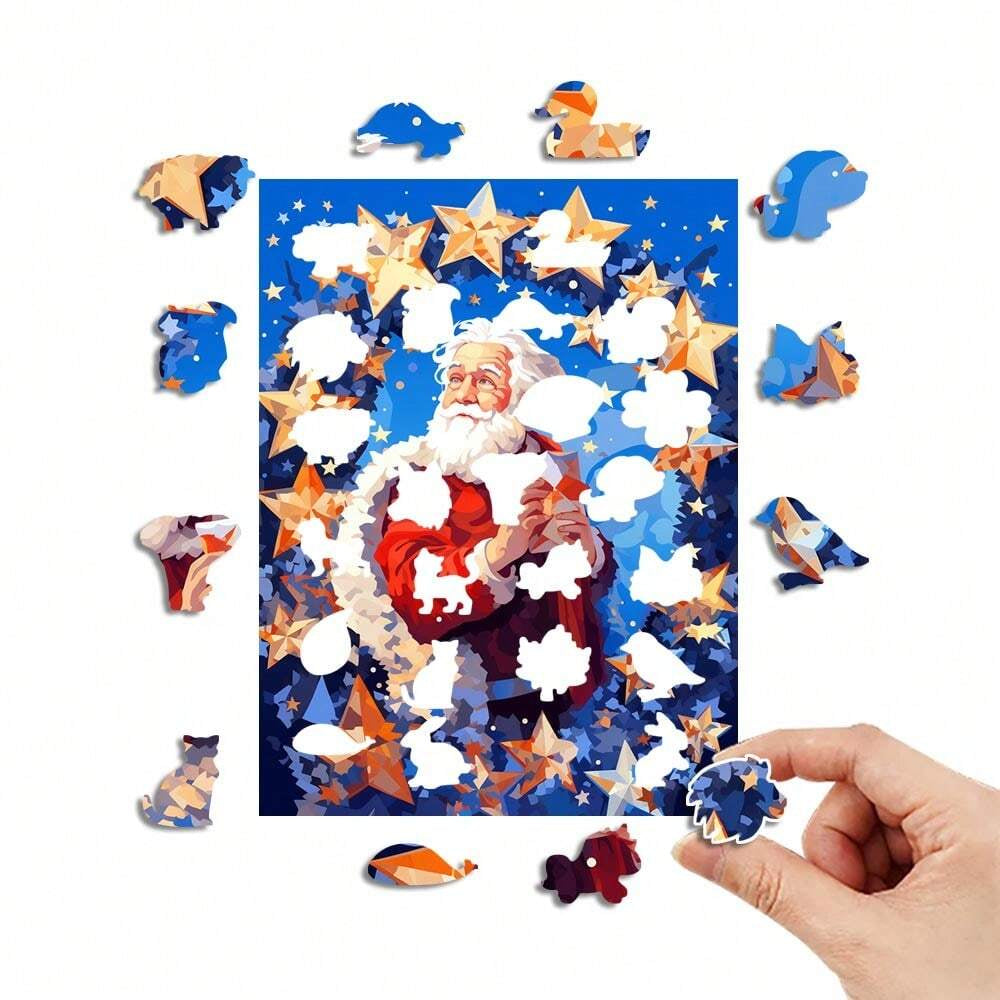 Santa Claus and Stars - Wooden Jigsaw Puzzles - image 1