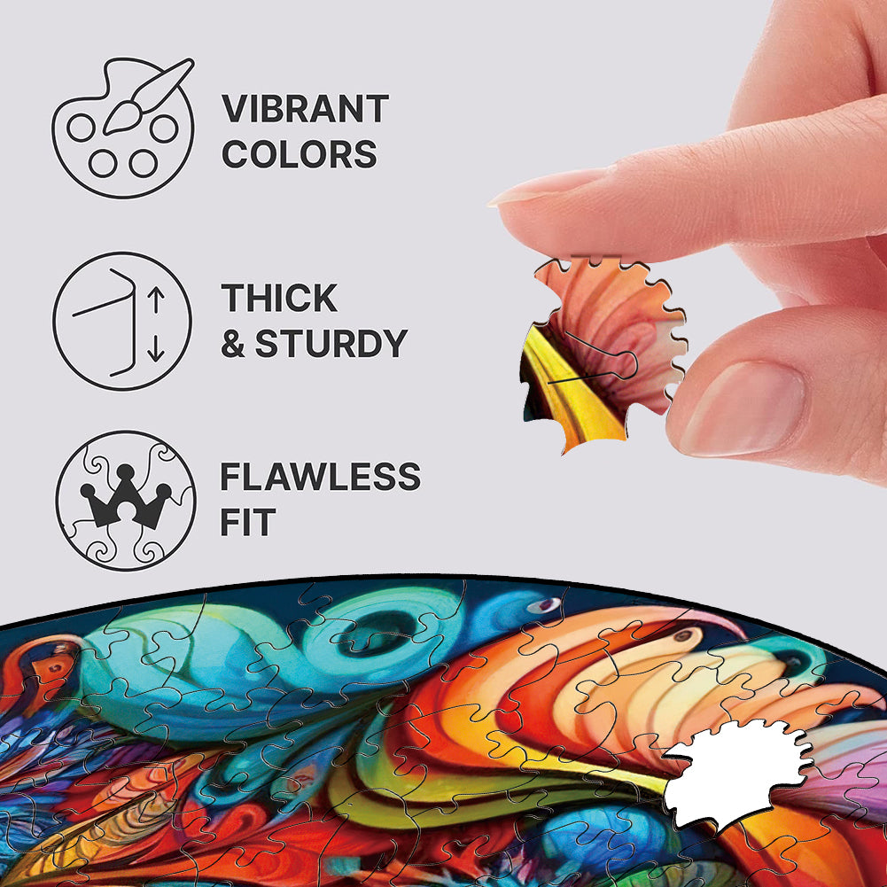 Mandala Pink Flamingo - Wooden Jigsaw Puzzle - image 1