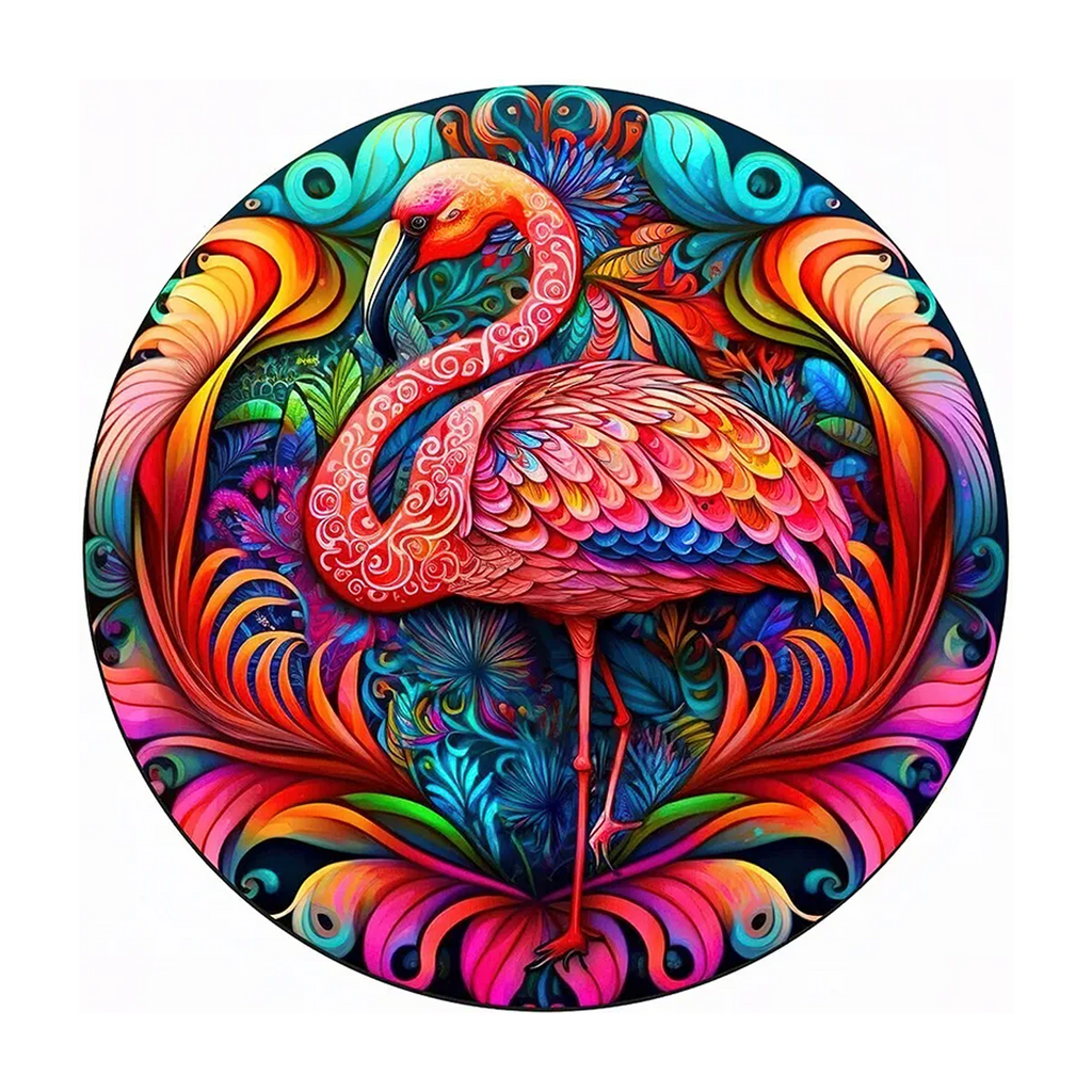 Mandala Pink Flamingo - Wooden Jigsaw Puzzle - A3  - Wooden Gift Packaging - image 0