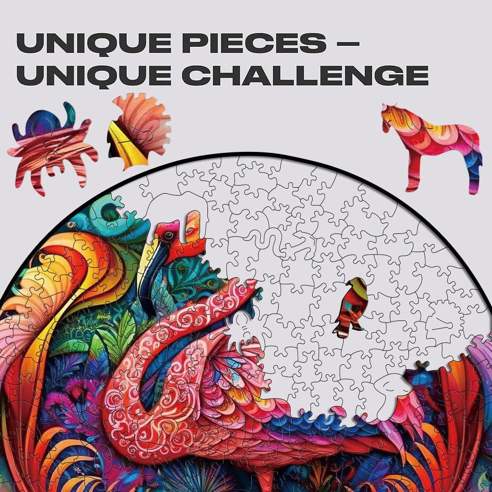 Mandala Pink Flamingo - Wooden Jigsaw Puzzle - image 3