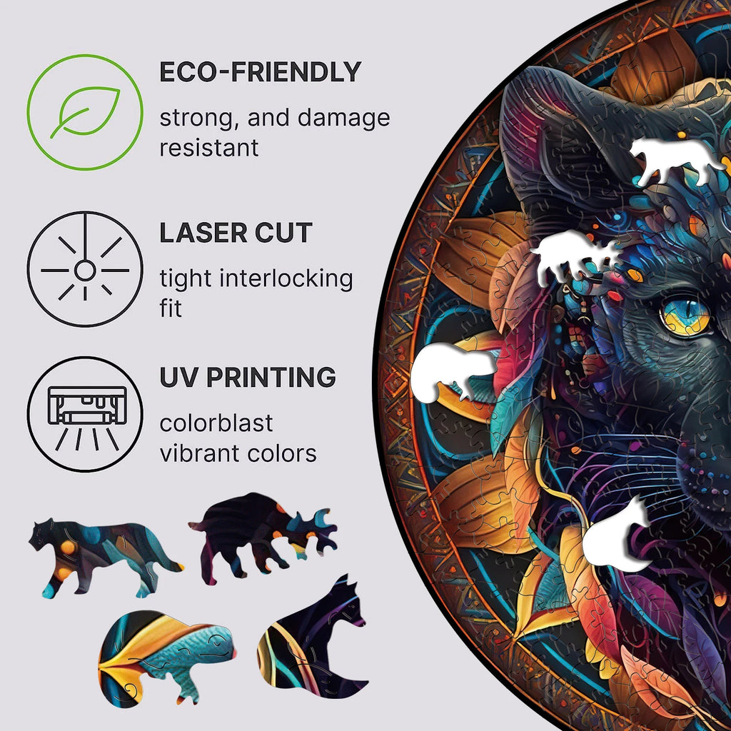 Mandala black panther - Wooden Jigsaw Puzzle - image 1