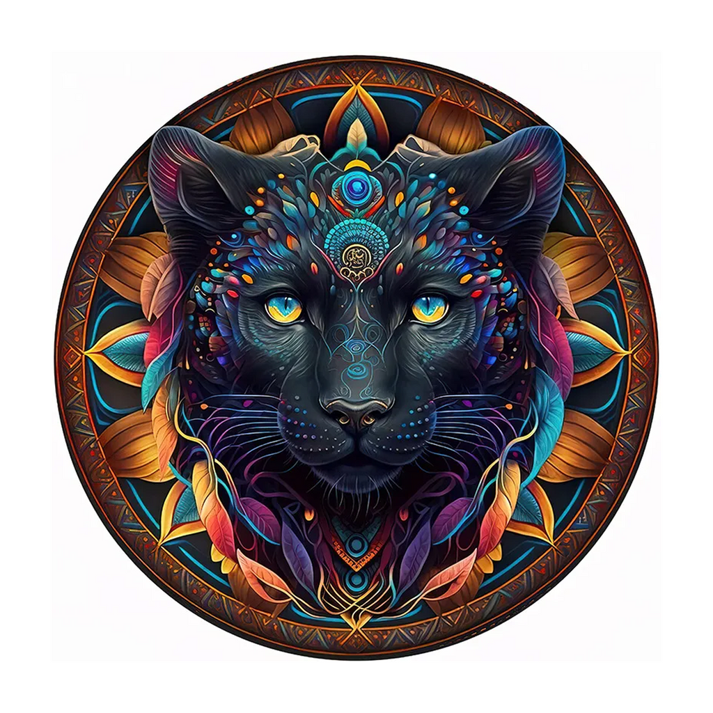 Mandala black panther - Wooden Jigsaw Puzzle - A3  - Carton Packaging - image 0