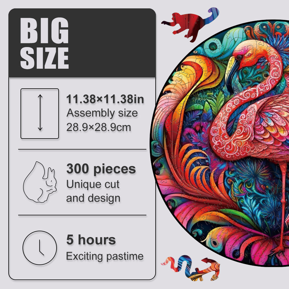 Mandala Pink Flamingo - Wooden Jigsaw Puzzle - image 4