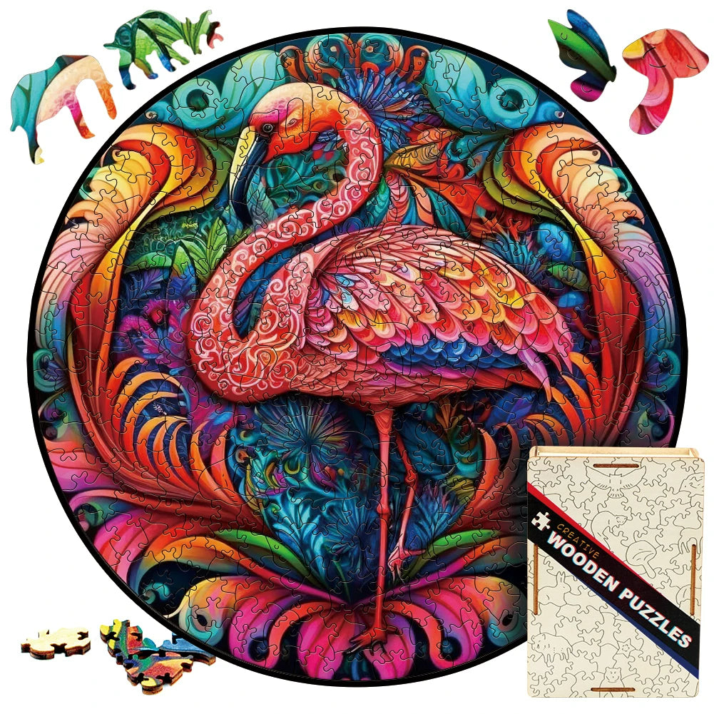 Mandala Pink Flamingo - Wooden Jigsaw Puzzle - image 5