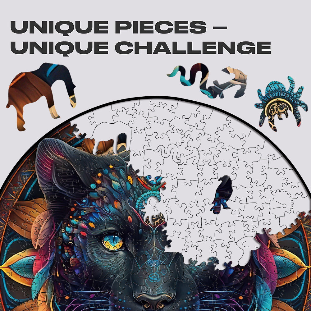 Mandala black panther - Wooden Jigsaw Puzzle - image 4