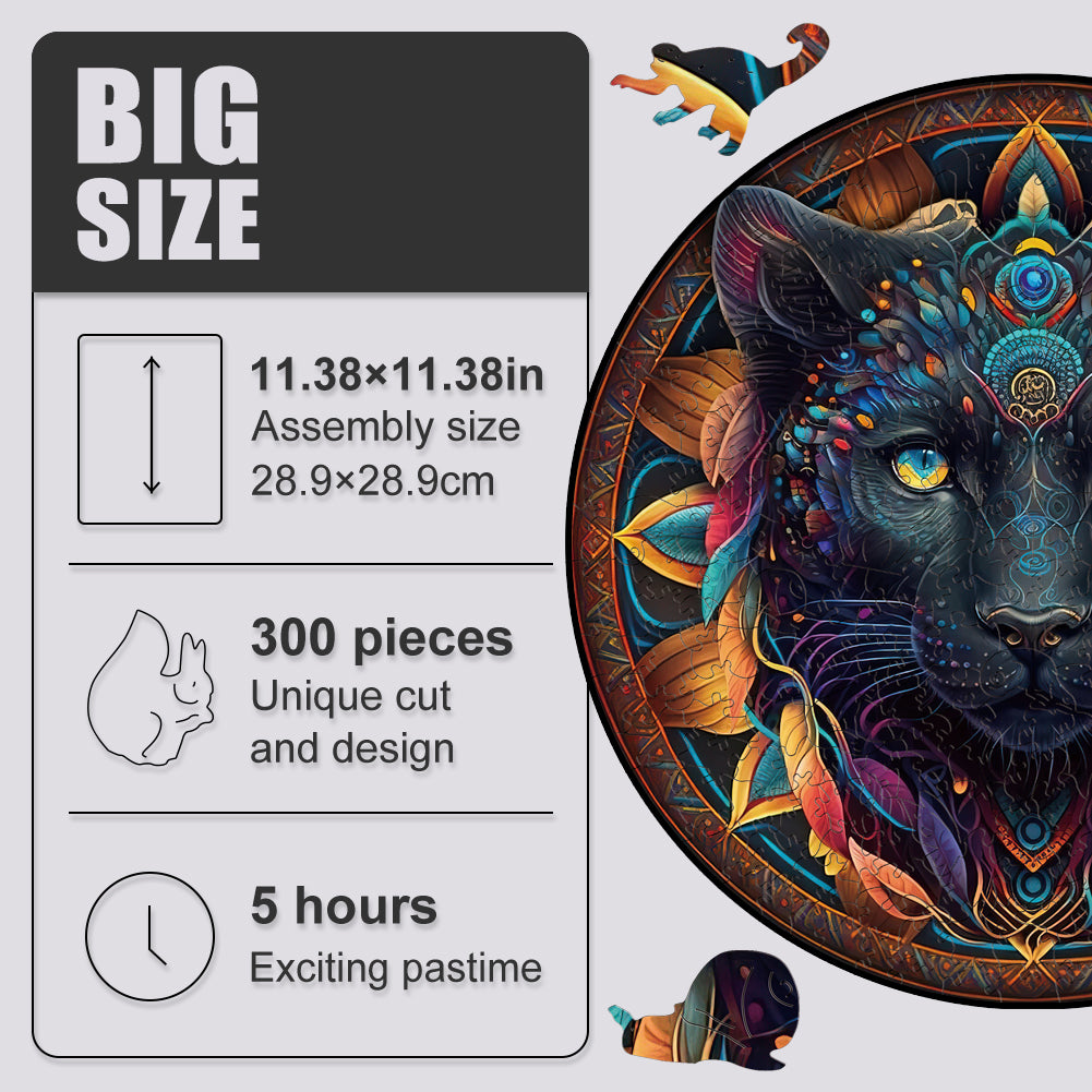 Mandala black panther - Wooden Jigsaw Puzzle - image 3