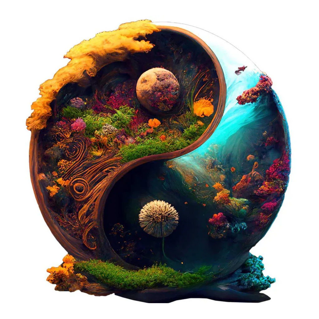 Magical Two Worlds Yin Yang - Wooden Jigsaw Puzzle - A3 - image 0