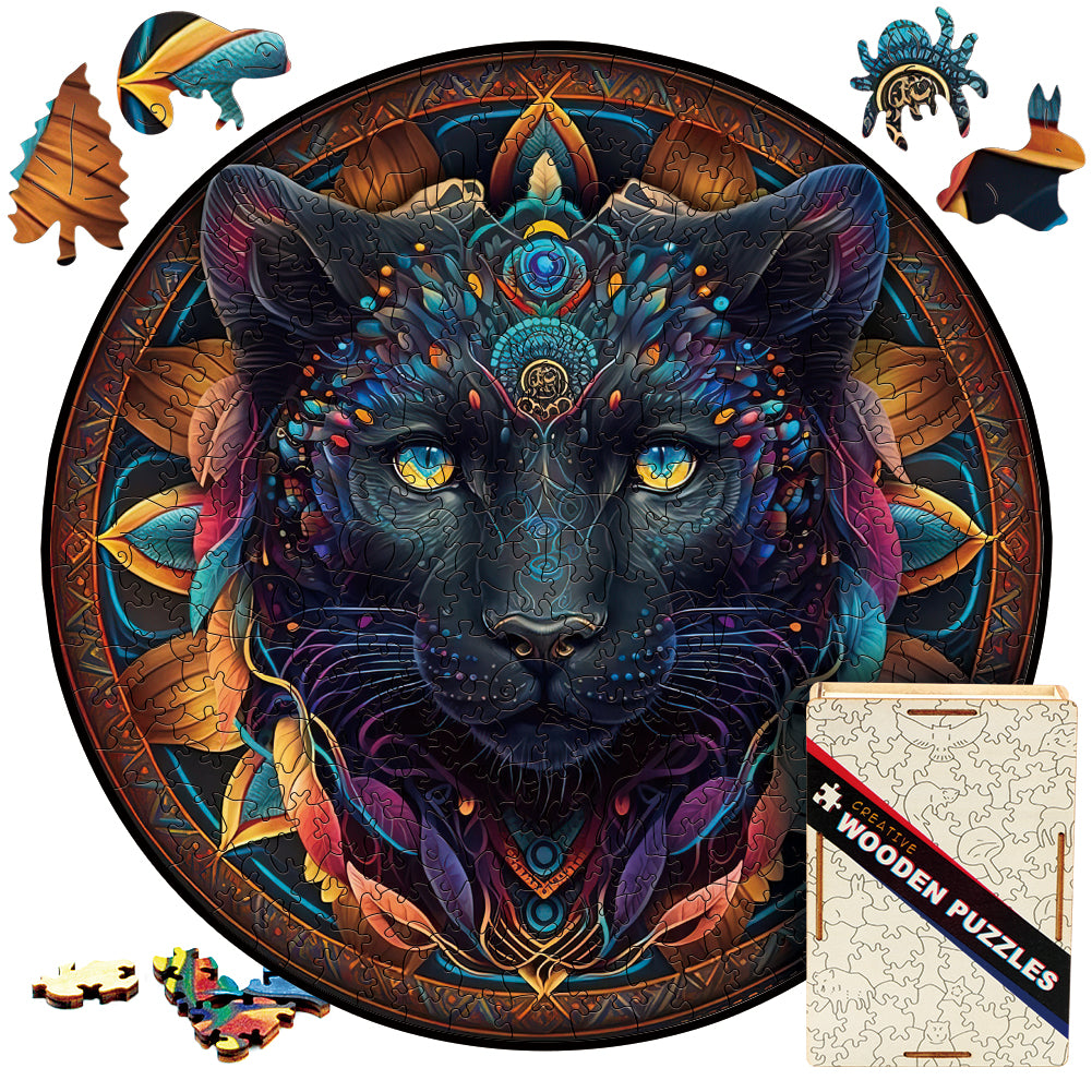 Mandala black panther - Wooden Jigsaw Puzzle - A3  - Wooden Gift Packaging - image 6