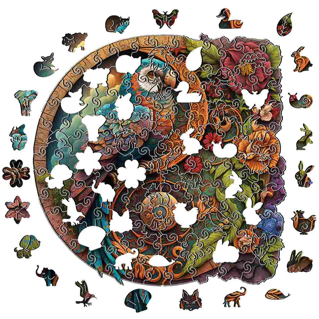 Parrot Yin Yang - Wooden Jigsaw Puzzle - image 1