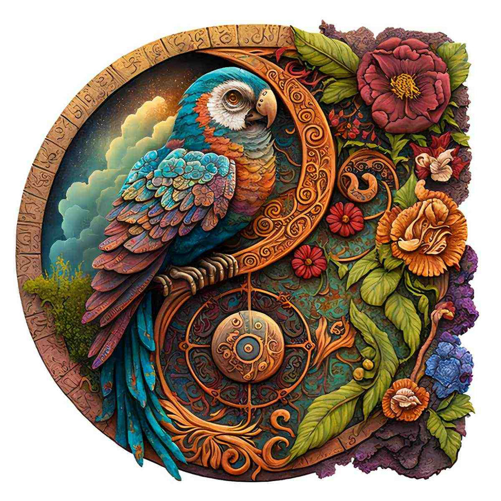 Parrot Yin Yang - Wooden Jigsaw Puzzle - A3 - image 0