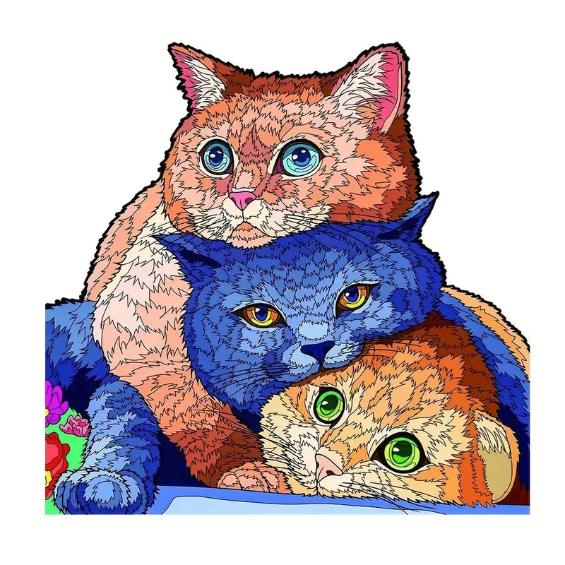 Whisker Wonderland Cat - Wooden Jigsaw Puzzle - A3 (120 - 150 Pieces) - image 0